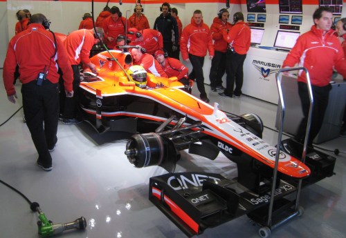 Luiz Razia prepares for his first lap in the new Marussia. Photo: AC
