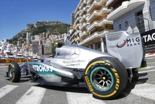 This pic, courtesy of AMG Mercedes, shows a swapped rear tyre at Monaco