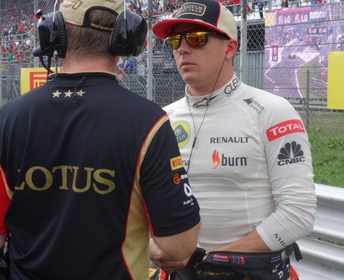 Kimi keeps his hands warm on the grid at Monza last weekend. Photo: AC