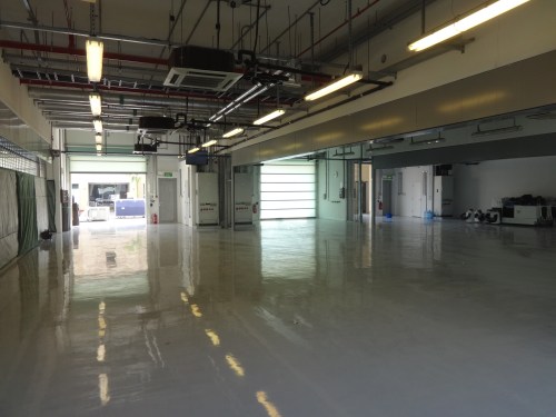 Marussia's garage, still empty as of 1400 Wednesday. Photo: AC